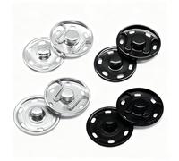 24 Sets Sew-on Snap Buttons, 21mm Metal Invisible Press Studs Snaps Fasteners Buttons for Clothes Purse Handbag Craft DIY Supplies(Black+Silver)