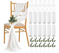24 Sets Wedding Aisle Decorations for Ceremony Set Wedding Chair Decorations with White Ribbon Bows and Artificial Eucalyptus Stem Chair Sashes for Weddings Party Bench Church Pew Aisle Decor
