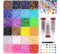24 Shades 4mm Resin Flatback Rhinestones, 24,000Pcs Sparkling Jelly Gems with 3Pcs B7000 Glue - Complete Bedazzling Kit for Crafts, Apparel, Nail Art & Decor