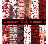 24-Sheet 11.8x11.8" Double-Sided Halloween Cardstock Paper Pad - 12 Gory & Spooky Designs for Halloween Crafts, Party Decor & DIY Projects