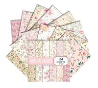 24-Sheet Floral Scrapbook Paper Pad , 6x6 Inch Botanical Patterned Craft Paper for DIY Albums, Journals & Card Making (H)