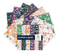 24-Sheet Floral Scrapbook Paper Pad , 6x6 Inch Botanical Patterned Craft Paper for DIY Albums, Journals & Card Making (F)
