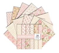24-Sheet Floral Scrapbook Paper Pad , 6x6 Inch Botanical Patterned Craft Paper for DIY Albums, Journals & Card Making (A)