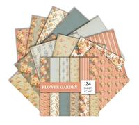 24 Sheet Scrapbook Paper 6x6 Inch, Single Sided Vintage Floral (D)