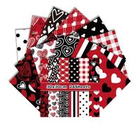 24 Sheet Scrapbook Paper Pack Valentines Day 30x30cm 12 Designs Double Sided Romantic Patterns for Card Making Junk Journal Decoupage Craft Supplies (Red, 30x30 cm)