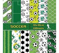 24 Sheet Sports Soccer Scrapbook Paper 12" x 12" Soccer Pattern Paper Sports Scrapbook Paper Soccer Ball Field Scrapbook Paper Double-Sided Sport Decorative Craft Paper Soccer Scrapbook Supplies