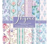 24 Sheet Vintage Floral Scrapbook Paper Pad, 6x6 Inch Decoupage Paper Sheets with 12 Patterns Decorative Paper for Junk Journal, Card Making, DIY Collage and Crafting Supplies (Blue)