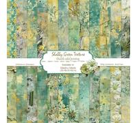 24 Sheets 12" x 12" Scrapbook Paper Scrapbooking Supplies 12 Designs Shabby Green Texture Pattern Double-Sided Decorative Paper for Scrapbooking Photo Album Arts Craft Design Gift Card