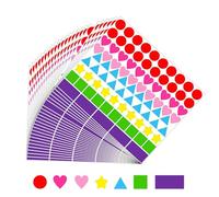 24 Sheets 2016 Pcs Coloured Stickers, Coloured Sticker Dots, Color-Coded Small Sticky Labels On A Roll in Various Shapes, 7 Colors & 6 Shapes Coding Labels for Students, Classrooms, Offices