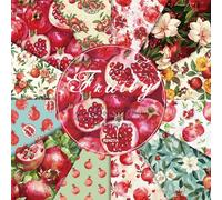 24 Sheets 6'' x 6'' Fruit Pattern Scrapbook Paper One Sided Cardstock for DIY Photo Album Card Making Decorative Paper (garnet)