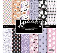 24 Sheets 6'' x 6'' Halloween Scrapbook Paper Pumpkin Ghost Pattern One Sided Cardstock for DIY Album Card Making (R2331B)