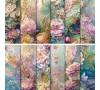 24 Sheets 6x6 Vintage Floral Craft Paper - Premium Cardstock for Scrapbooking, Decoupage & Photo Album DIY (12 Designs)