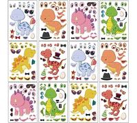 24 Sheets 8.27''×5.9'' Make Your Own Dinosaur Stickers for Kids Toddlers, Make a Face Stickers for Kids Party Favors Activities