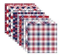24 Sheets American Independence Day Plaid Pattern Paper 11.8x11.8 In American Plaids Scrapbook Paper Pad Patriotic 4th of July National Days Patterned Double-Sided Cardstock Papers for DIY Art Crafts