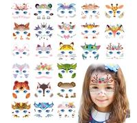 24 Sheets Animal Face Tattoos for Kids, Cute Animal Face Paint Makeup Tattoo Stickers for Girls Boys, Temporary Tattoo Stickers for Childrens, Birthday Party Bag Fillers Supplies Decorations