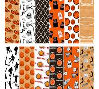 24 Sheets Basketball Pattern Paper 12'' x 12'' Basketball Scrapbook Paper Pad Basketball Double-Sided Scrapbook Specialty Paper Scrapbook Paper for Card Making, Origami, DIY