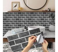 24 Sheets Black Tile Stickers, Peel and Stick Vinyl Backsplash Tiles Self Adhesive Waterproof Oilproof Tiles Retro Style DIY Home Decor for Kitchen Bathroom