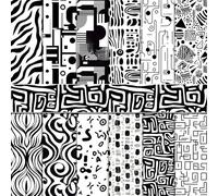 24 Sheets Black White Doodle Pattern Pad 11.8'' x 11.8'' Doodle Scrapbook Specialty Paper Black White Hand-Drawn Style Double-Sided Cardstock Paper Pack for Scrapbooking Background Card Making Origami