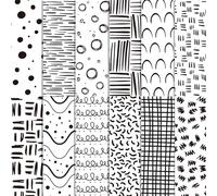 24 Sheets Black White Hand-Drawn Doodle Scrapbook Paper 11.8" x 11.8" Black White Doodle Pattern Paper Hand Drawn Squiggles and Dots Patterned Double-Sided Decorative Craft Papers for Cardmaking