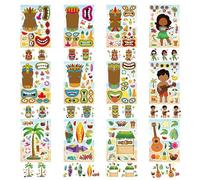 24 Sheets Cartoon Hawaiian Make a Face Stickers, DIY Stickers for Kids, Make Your Own DIY Sticker for Party Bags, Art Crafts Supplies for Birthday Party Favors Classroom Rewards Creative Play