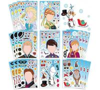 24 Sheets Cartoon Make a Face Stickers, Make Your Own DIY Stickers for Kids, Art Crafts Suitable for Birthday Party Supplies Gifts (Ice Queen)