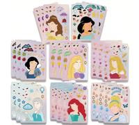 24 Sheets Cartoon Make a Face Stickers, Make Your Own DIY Stickers for Kids, Art Crafts Suitable for Birthday Party Supplies Gifts (Princess)