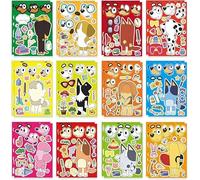 24 Sheets Cartoon Make a Face Stickers, Make Your Own DIY Stickers for Kids, Art Crafts Suitable for Birthday Party Supplies Gifts (Dog)