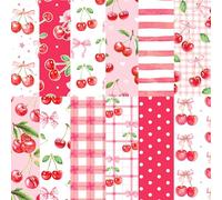 24 Sheets Cherry Pattern Paper Pad Cherry Scrapbook Paper Pad - 11.8" x 11.8" Green Leaves Sweet Cherries Bow Patterned Double-Sided Rose Red Yellow Decorative Craft Papers for Scrapbooking Card