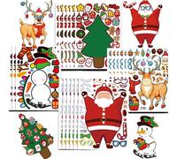 24 Sheets Christmas Party Games - Make Your Own Snowman & Reindeer Face Character Stickers - Mix & Match Sticker Sheets for Kids