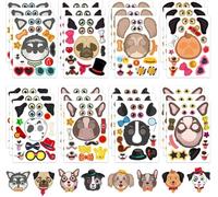 24 Sheets DIY Dog Face Stickers for Kids - Create Your Own Animal Stickers, Birthday Party Favors, Classroom Art Craft Activities & Teacher Rewards (7x5 Inch)
