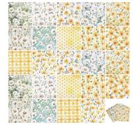 24 Sheets Double-Sided Pattern Paper - 12 Floral Designs, 30×30cm, for Scrapbooking, Card Making, Origami, Gift Wrap - Vintage, Botanical, Tropical Styles(yellow-24 photos-12*12 inches)