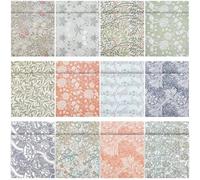 24 Sheets Double-Sided Pattern Paper - 12 Floral Designs, 30×30cm, for Scrapbooking, Card Making, Origami, Gift Wrap - Vintage, Botanical, Tropical Styles(24 photos-12*12 inches-Retro Green Blue)