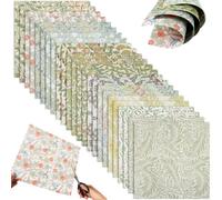 24 Sheets Double-Sided Pattern Paper - 12 Floral Designs, 30×30cm, for Scrapbooking, Card Making, Origami, Gift Wrap - Vintage, Botanical, Tropical Styles(24 photos-12*12 inches-Retro Pure Green)