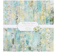 24 Sheets Double Sided Scrapbook Paper Pad - 12x12 Inch Vintage Floral Pattern Cardstock for Junk Journals, DIY Crafting, Photo Albums and Card Making - 30.5 x 30.5cm(Green)