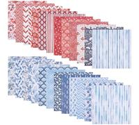 24 Sheets Double Sided Scrapbook Paper Pad - 12x12 Inch Vintage Floral Pattern Cardstock for Junk Journals, DIY Crafting, Photo Albums and Card Making - 30.5 x 30.5cm(Orange and Blue)