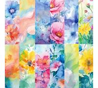 24 Sheets Dyeing Flower Pattern Paper 12" x 12" Watercolor Flower Scrapbook Paper Pad Double-Sided Tie Dye Colorful Watercolor Flowers Patterned Decorative Craft Papers for DIY Card Making Photo Album