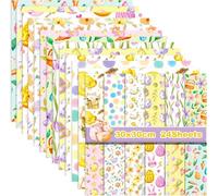24 Sheets Easter Pattern Scrapbook Paper, 12 Designs Double-Sided Easter Eggs Decorative Paper Scrapbook Craft Paper, 12 x 12 Inch Easter Bunny Craft Supplies Card Making Scrapbook