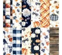 24 Sheets Fall Scrapbook Paper, Autumn Decorative Craft Paper Folded Flat for Fall Baby Shower Card Making Thanksgiving Photo Album Decor, 12'' x 12'' (D, 12 x 12 in)