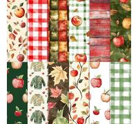 24 Sheets Fall Scrapbook Paper, Autumn Decorative Craft Paper Folded Flat for Fall Baby Shower Card Making Thanksgiving Photo Album Decor, 12'' x 12'' (C, 12 x 12 in)