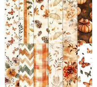 24 Sheets Fall Scrapbook Paper, Autumn Decorative Craft Paper Folded Flat for Fall Baby Shower Card Making Thanksgiving Photo Album Decor, 12'' x 12'' (A, 12 x 12 in)