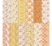 24 Sheets Fall Scrapbook Paper, Autumn Decorative Craft Paper Folded Flat for Fall Baby Shower Card Making Thanksgiving Photo Album Decor, 12'' x 12'' (E, 12 x 12 in)