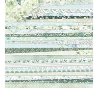 24 Sheets Floral Scrapbook Paper, 12"×12” 160Gsm Double-Sided Patterned Decorative Craft Paper for Scrapbooking, Card Making, Art Journaling and DIY Projects (Green)