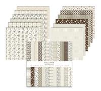 24 Sheets Floral Scrapbook Paper, 12 Inch Double-Sided Patterned Paper, 24 Designs of Floral or Leaves Patterned, Scrapbooking Supplies for DIY Photo, Album and Scrapbook Decoration (White and Brown)