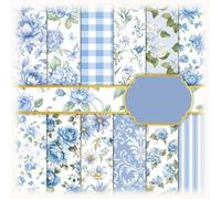 24 Sheets Floral Scrapbook Paper 12x12 Double Sided Paper Scrapbook Decorative for Making Background Origami Decopage Scrapbooking Supplies for Junk Journal, DIY Art Projects, Craft Decorations