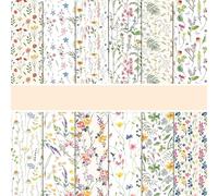 24 Sheets Floral Scrapbook Paper Scrapbooking Supplies, 12x12 inch Double Sided Cardstock Background Border Origami Paper for DIY Art Journal Decorative Greeting Card Making Supplies Photo Album Decor