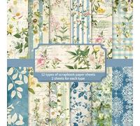 24 Sheets Flower Scrapbooking Paper,12 Style Pattern Scrapbook Cardstock Pads,Decoupage Paper Sheets Scrapbook Craft Papers for Scrapbook Supplies,Gift Wrapping,DIY Collage Decoration