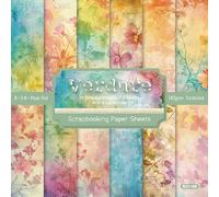 24 Sheets Flower Scrapbooking Paper Pad,6x6Inch Decoupage Paper Sheets,12 Style Patterned Paper,Single-Sided Vintage Cardstock for DIY Card Making,Junk Journal and Craft Supplies (Rendering B)