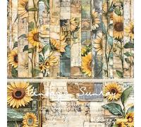 24 Sheets Flower Scrapbooking Paper Pad,6x6Inch Decoupage Paper Sheets,12 Style Patterned Paper,Single-Sided Vintage Cardstock for DIY Card Making,Junk Journal and Craft Supplies (unflower)