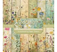 24 Sheets Flower Scrapbooking Paper Pad,6x6Inch Decoupage Paper Sheets,12 Style Patterned Paper,Single-Sided Vintage Cardstock for DIY Card Making,Junk Journal and Craft Supplies (Lowers)