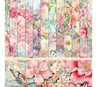 24 Sheets Flowers Scrapbooking Cardstock Papers, 6" x 6" Paper Pads for Scrapbooking, Floral DIY Decorative Card Paper for Scrapbook Photo Album Art Craft Gift Cards (Romantic Flowers)